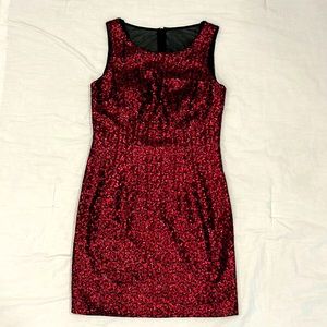 Nordstrom red sequence dress.